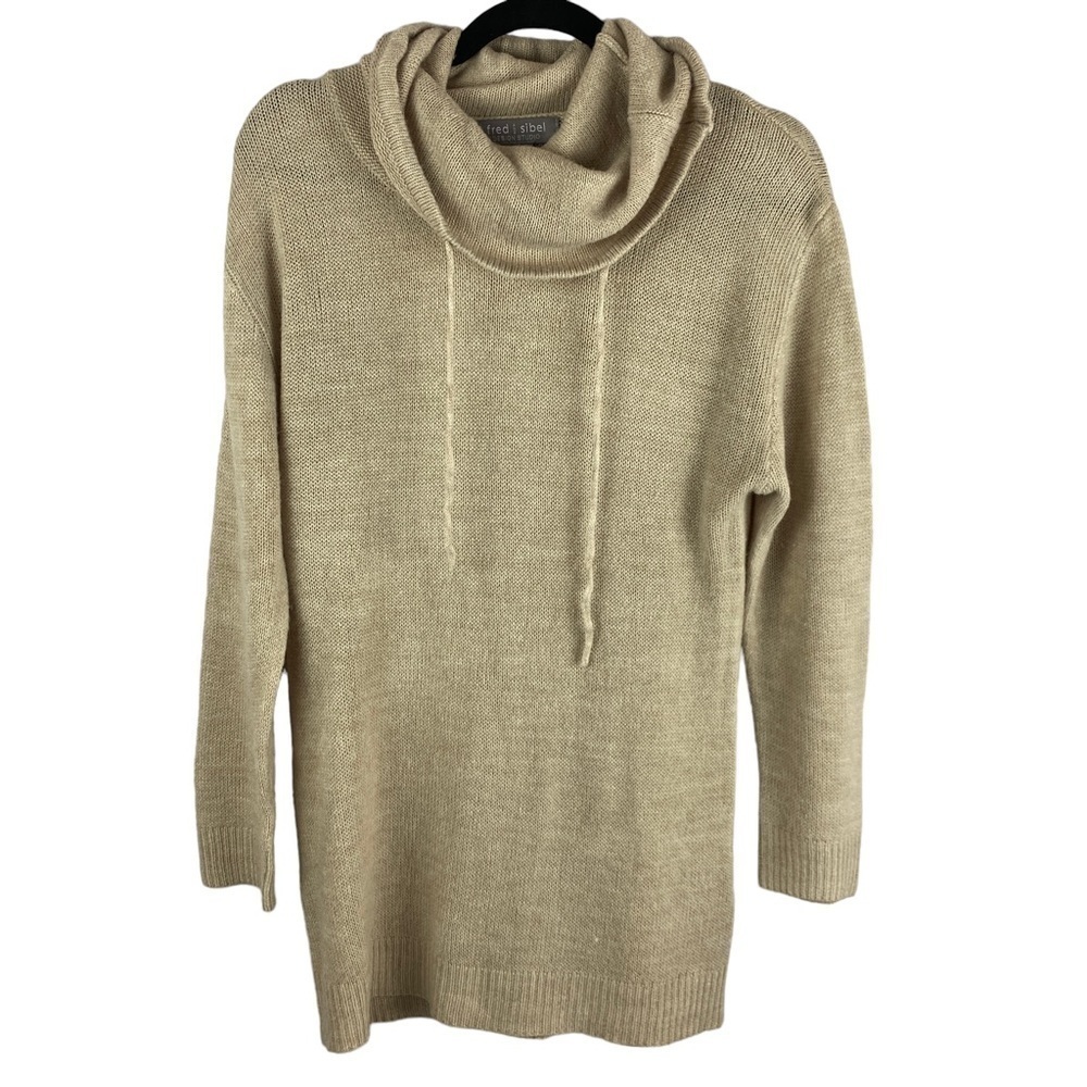 ✨3/$21✨ Fred & Sibel Cowl Neck Sweater Tunic Beige Knit Long Sleeve Medium